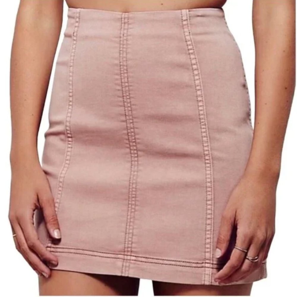 Free People Blush Mini Denim Skirt
